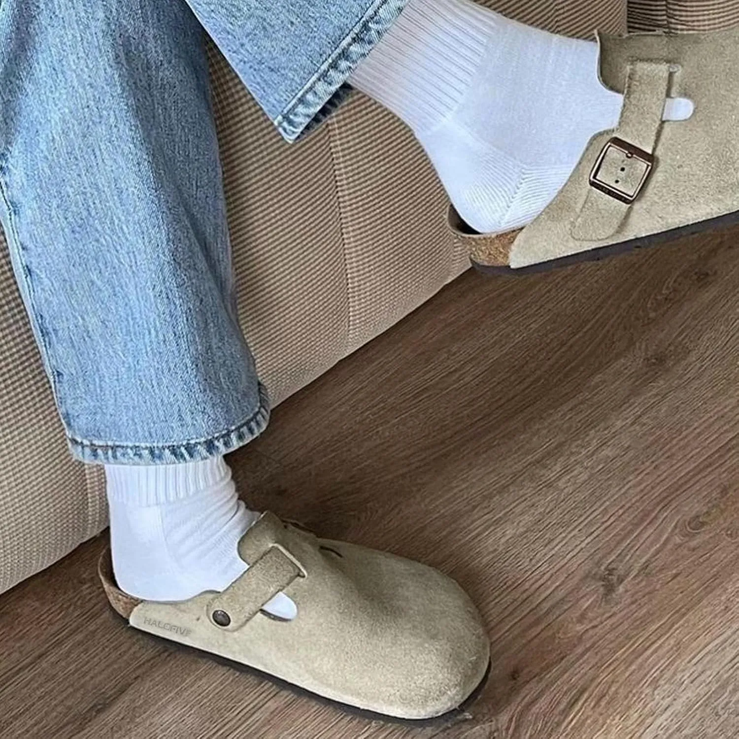 Clogs for Women Suede Clogs Cork Footbed Mules Potato Shoes with Arch Support Men's Comfort Slip-On Clogs