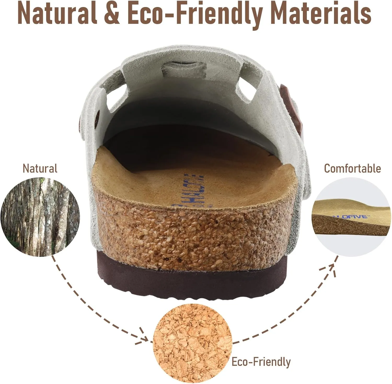 Clogs for Women Suede Clogs Cork Footbed Mules Potato Shoes with Arch Support Men's Comfort Slip-On Clogs