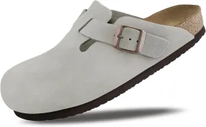 Clogs for Women Suede Clogs Cork Footbed Mules Potato Shoes with Arch Support Men's Comfort Slip-On Clogs