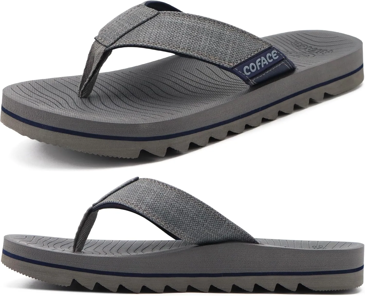 COFACE Flip Flops for Men with Arch Support Mens Sport Beach Thong-Sandals Outdoor 2025 Summer Leather Sandal for Man