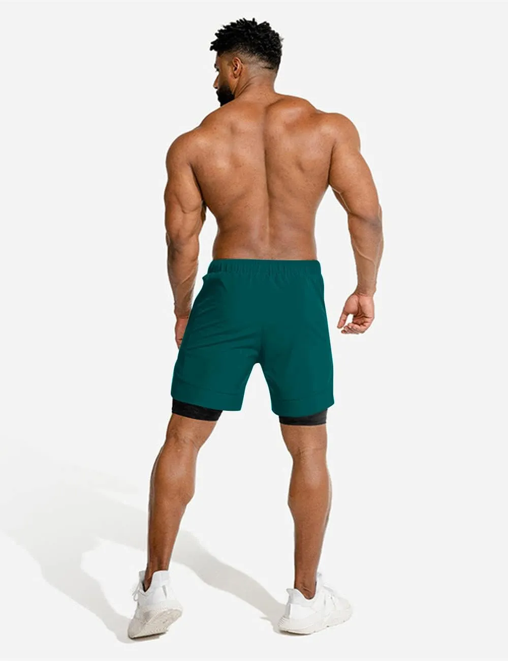 COOFANDY Men's 2 Pack Running Shorts 2 in 1 Workout Shorts Quick Dry Gym Training Athletic Jogger with Phone Pockets