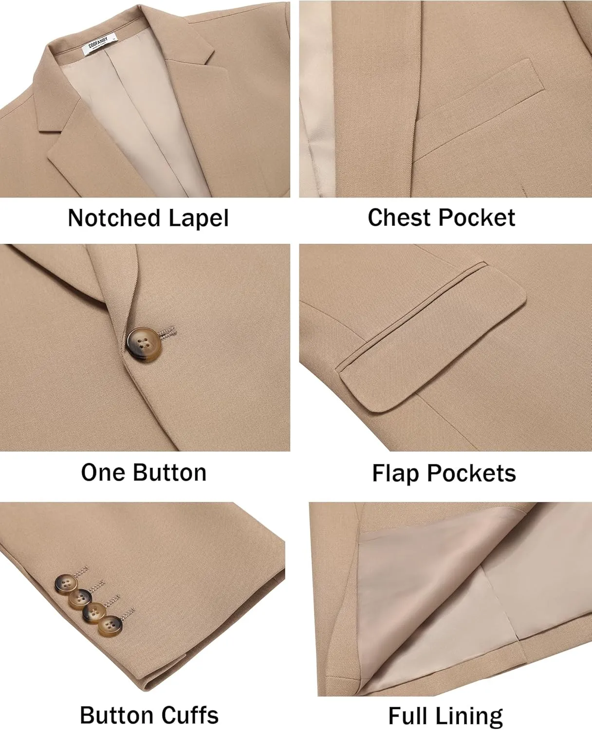 COOFANDY Men's Casual Blazer Regular Fit Lightweight Sport Coats One Button Suit Jacket Dress Blazer Jackets