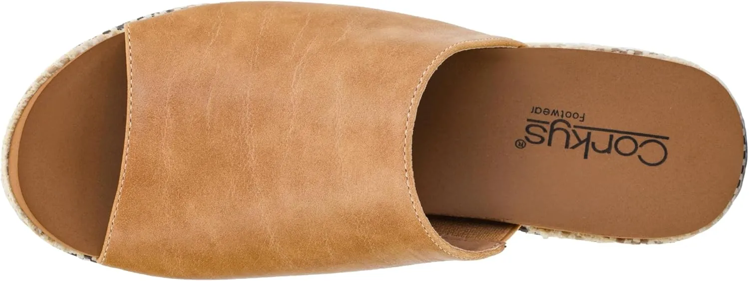 Corkys Footwear Totally Buggin Heeled Sandal - With A 3.25-Inch heel And 1-Inch platform, Chunky Heel, Slip-on Comfort, EVA Insole, and a Stylish Raffia Outsole