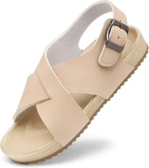 Cubufly Kids Sandals Cross Strappy Open Toe Plat Girl Boy Summer Shoes for Indoor and Outdoor Use Toddler/Little Kid/Big Kid