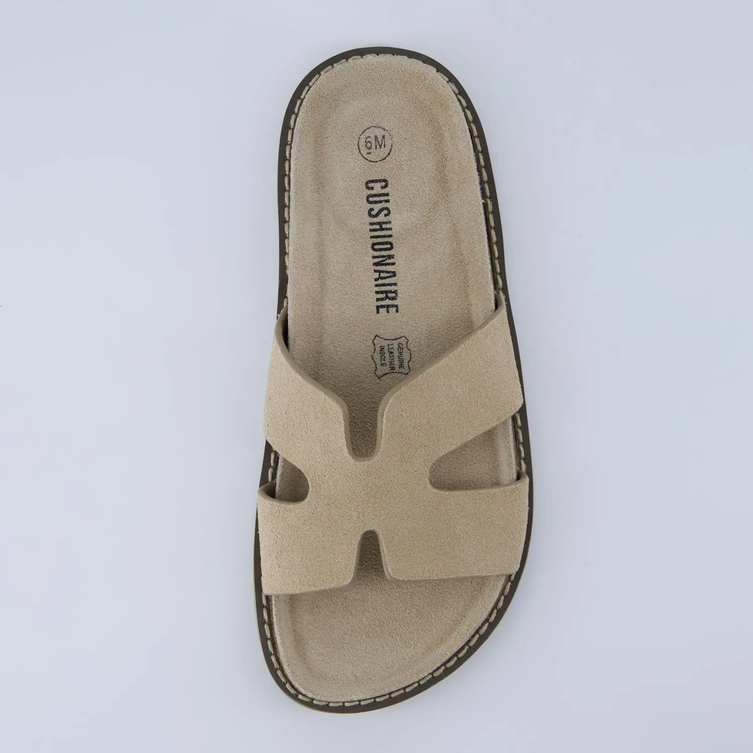 CUSHIONAIRE Wisdom Womens Sandals Cutout Strap Genuine Leather Slides – Slip On Cork Footbed Sandals for Women 2025