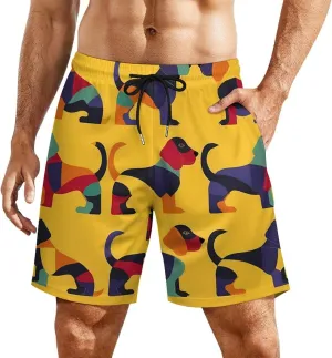 Cute Dachshunds Men's Swim Trunks Quick Dry Board Shorts Swimwear Beach Shorts with Compression Liner