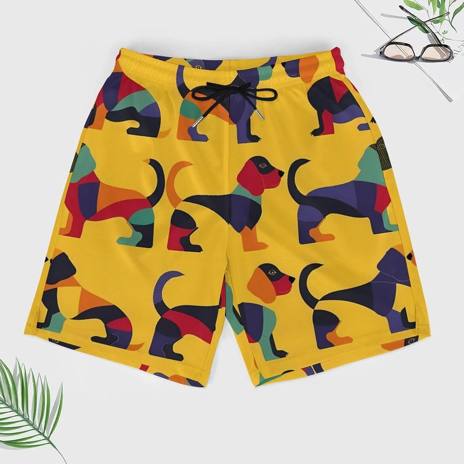 Cute Dachshunds Men's Swim Trunks Quick Dry Board Shorts Swimwear Beach Shorts with Compression Liner