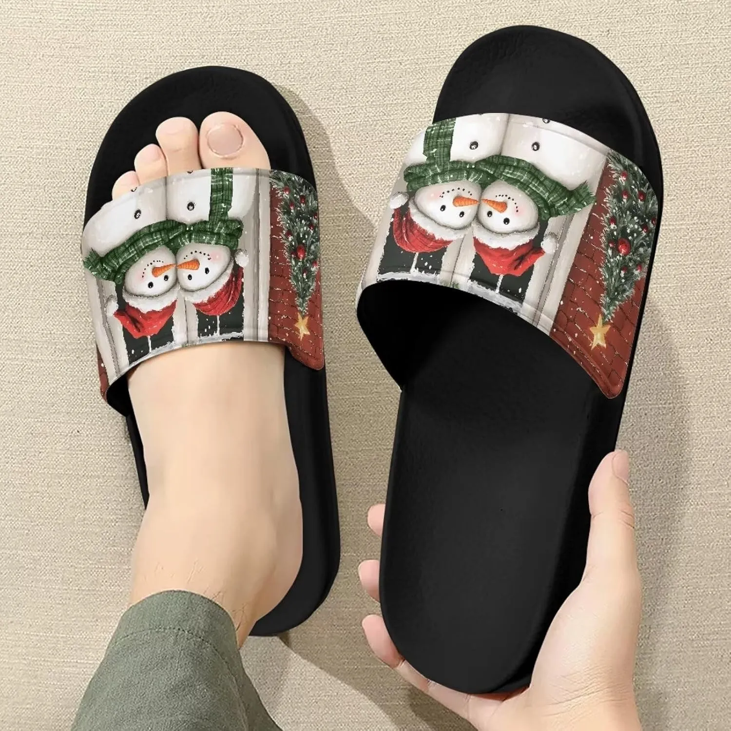 Cute Pattern Slide Sandals Shoes Slippers for Women, House Non Slip Quick Drying Slides Shower Sandals
