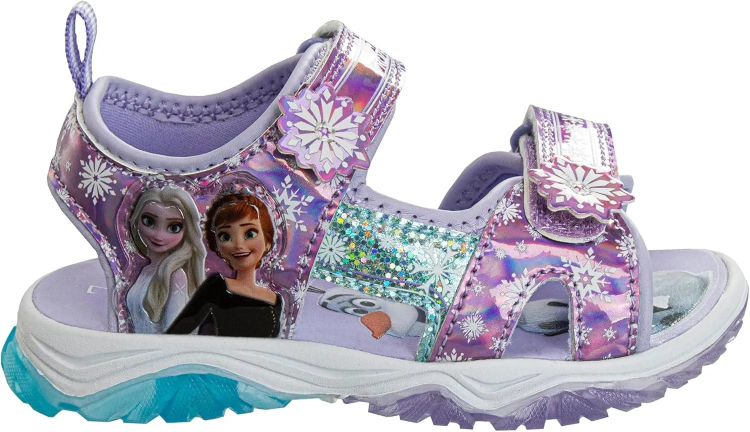 Disney Girls Frozen LED Light Up Sandal - Outdoor Slipon Quick Dry Waterproof Shoe - (Toddler/Little Kid)