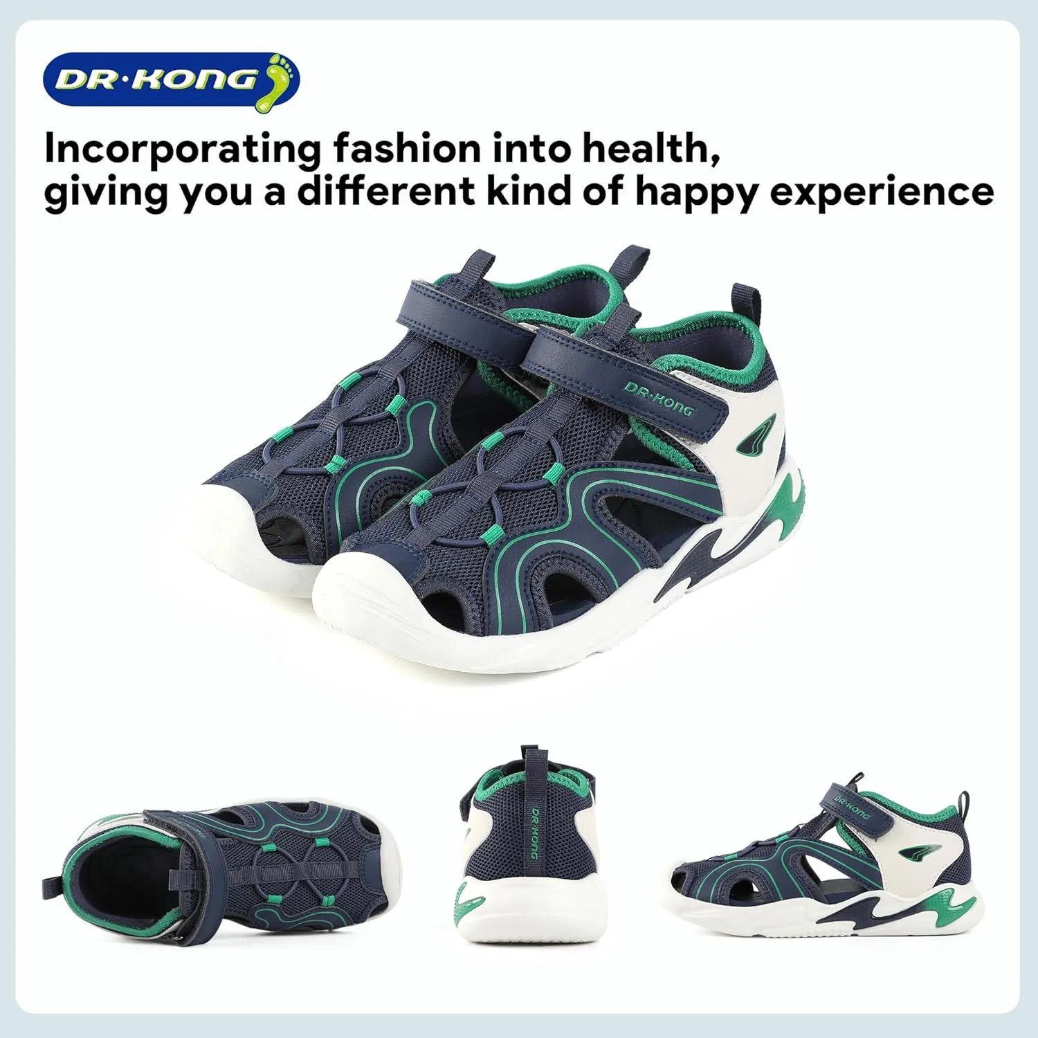 Dr Kong Boys Girls Sandals Summer Kids Sports Sandals Closed Toe Lightweight Athletic Hiking Outdoor (Little Kid)