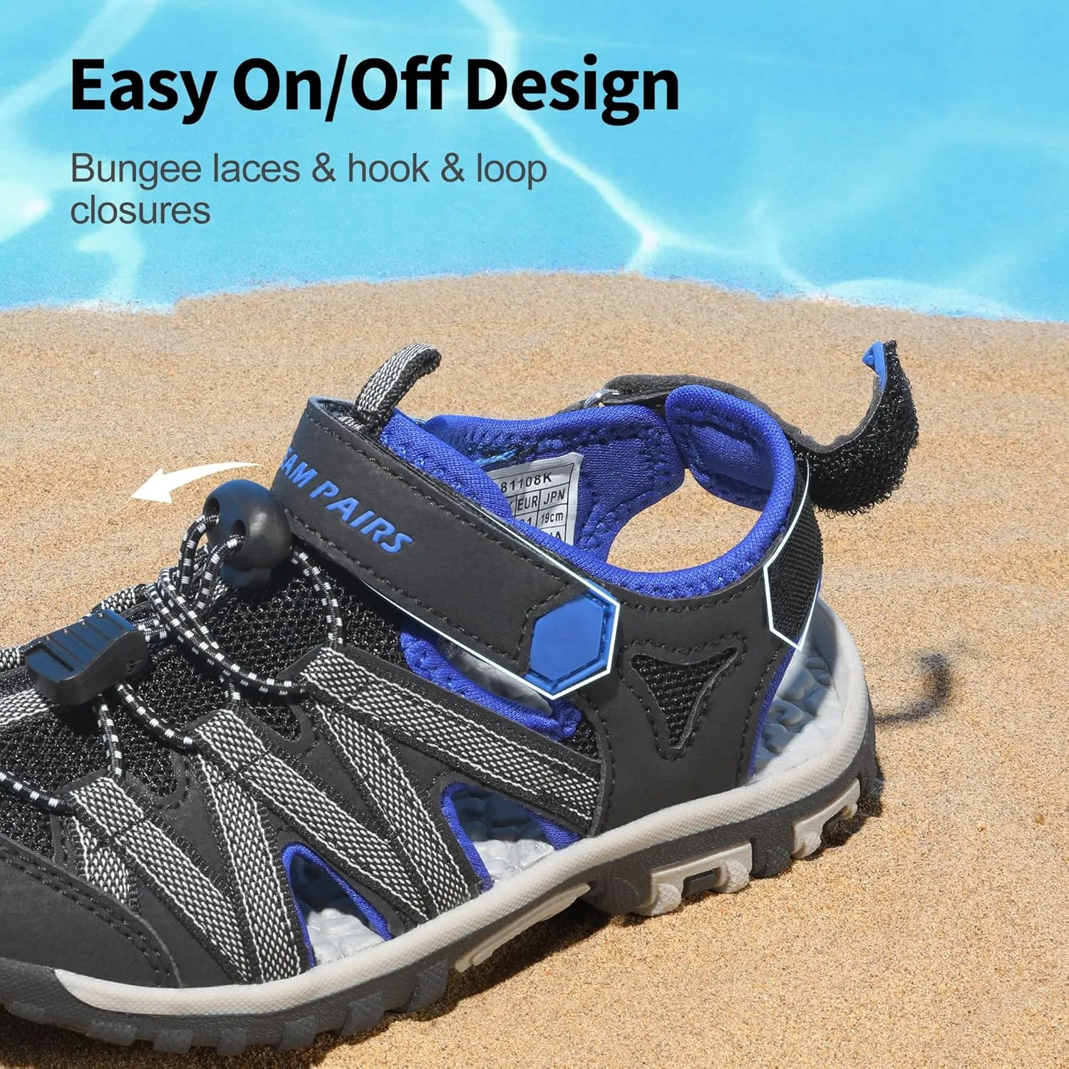 DREAM PAIRS Boys Girls Closed-Toe Outdoor Summer Sport Sandals for Little/Big Kid