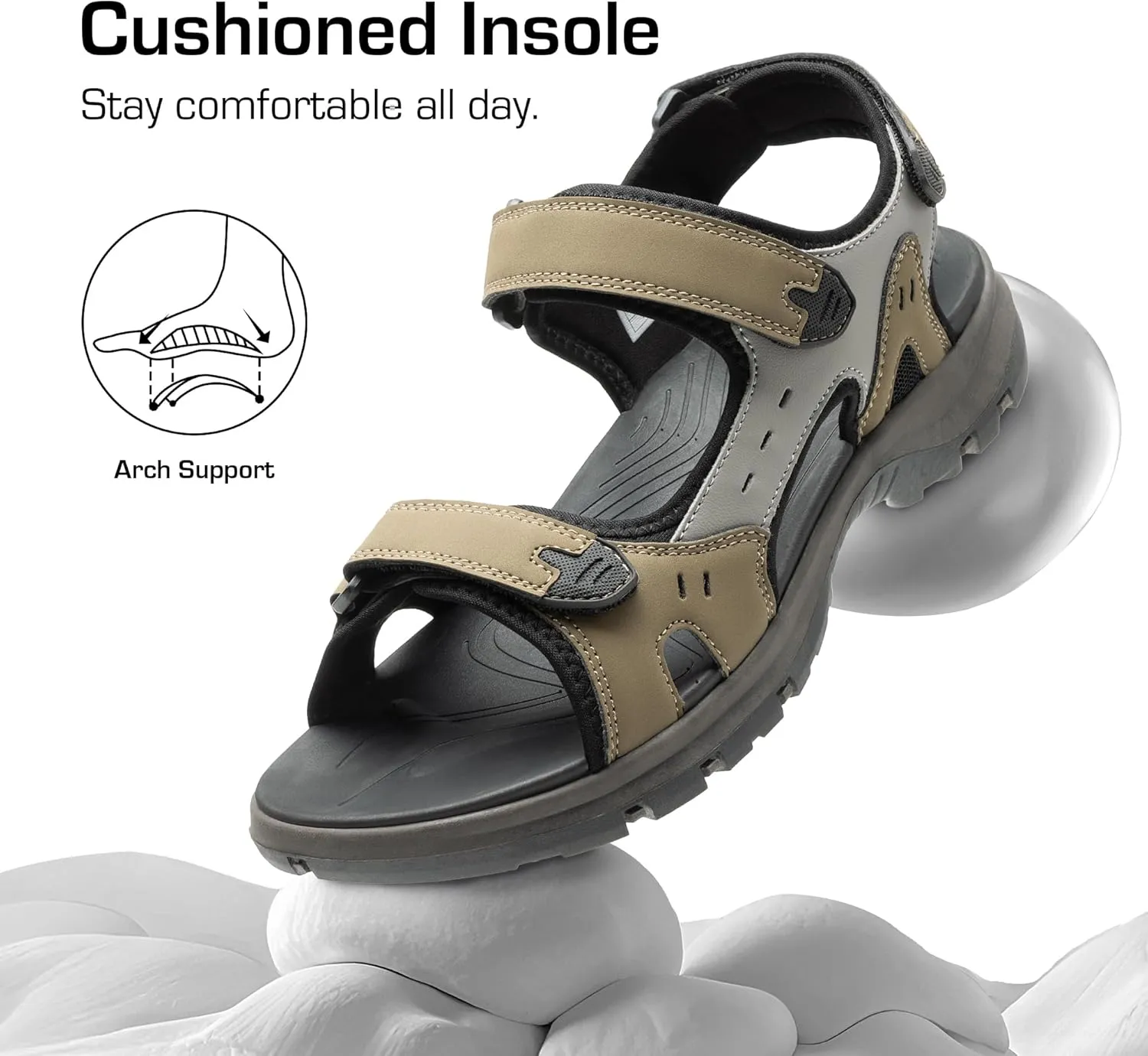 DREAM PAIRS Men’s Arch Support Hiking Sandals Sport Outdoor Athletic Comfortable Summer Beach Water Sandals