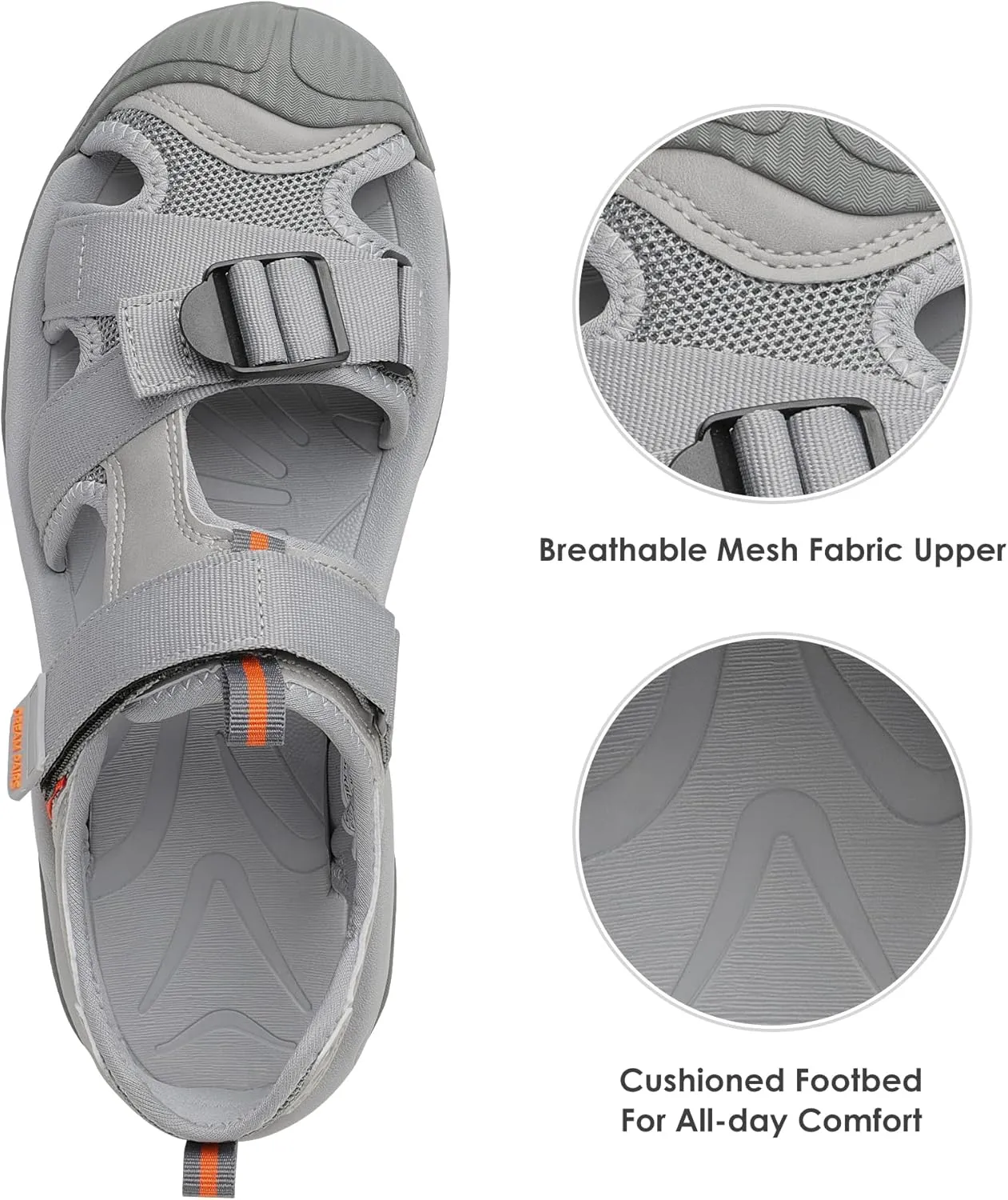 DREAM PAIRS Men’s Sport Outdoor Hiking Sandals Closed Toe Athletic Adventure Beach Fisherman Water Sandals