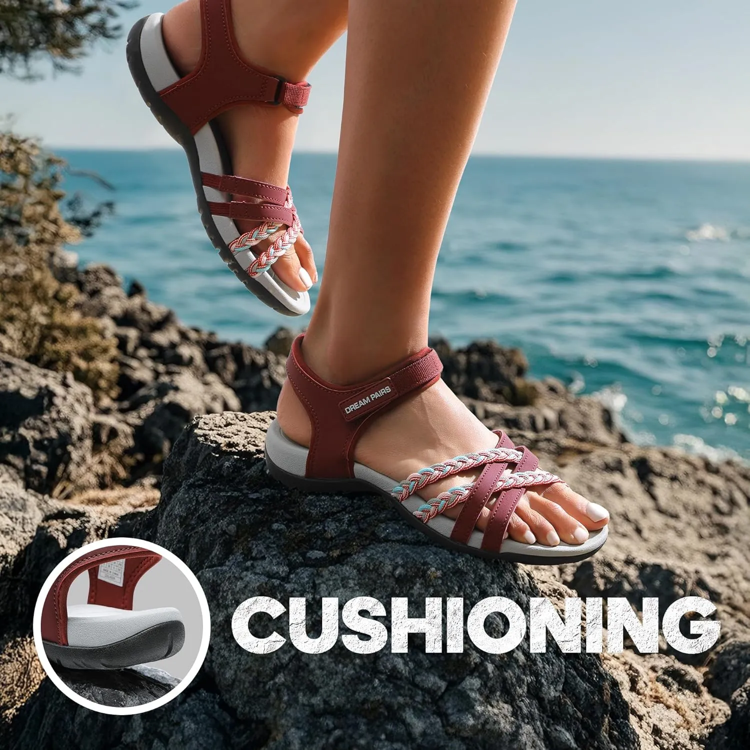 DREAM PAIRS Womens Sandals Light Weight Hiking Sandals for Women Comfortable Athletic Quick-Drying Walking Hiking Water Sandals