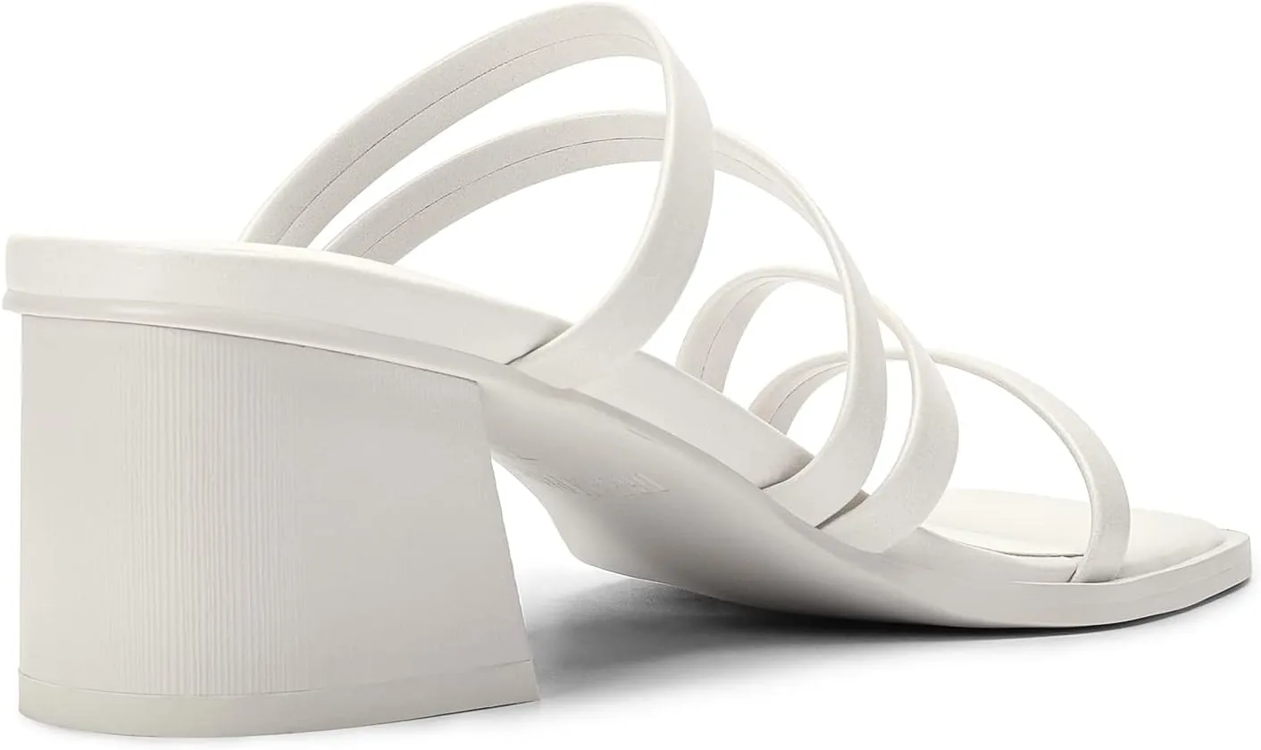 DREAM PAIRS Women's Strappy Heels Block Open Toe Low Heel Chunky Mules Sandals Dress Shoes