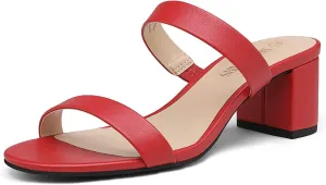 DREAM PAIRS Women's Two Strap Open Toe Low Block Chunky Heels Sandals Dress Pumps Casual Summer Mules Shoes