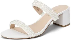 DREAM PAIRS Women's Two Strap Open Toe Low Block Chunky Heels Sandals Dress Pumps Casual Summer Mules Shoes