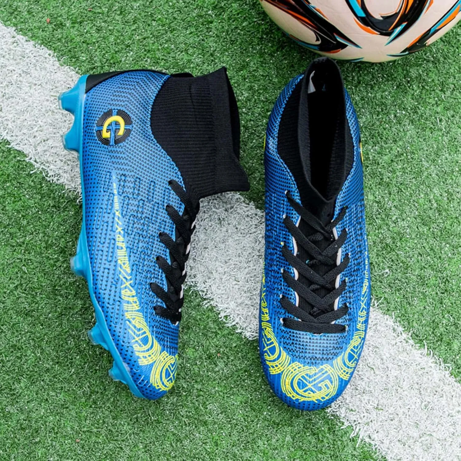 Eliogn Men's Turf Soccer Cleats Youth Athletic Firm Ground High-Top Football Boots
