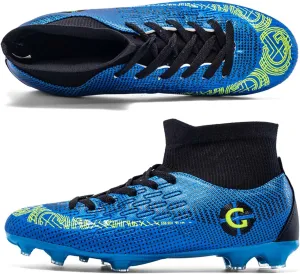 Eliogn Men's Turf Soccer Cleats Youth Athletic Firm Ground High-Top Football Boots