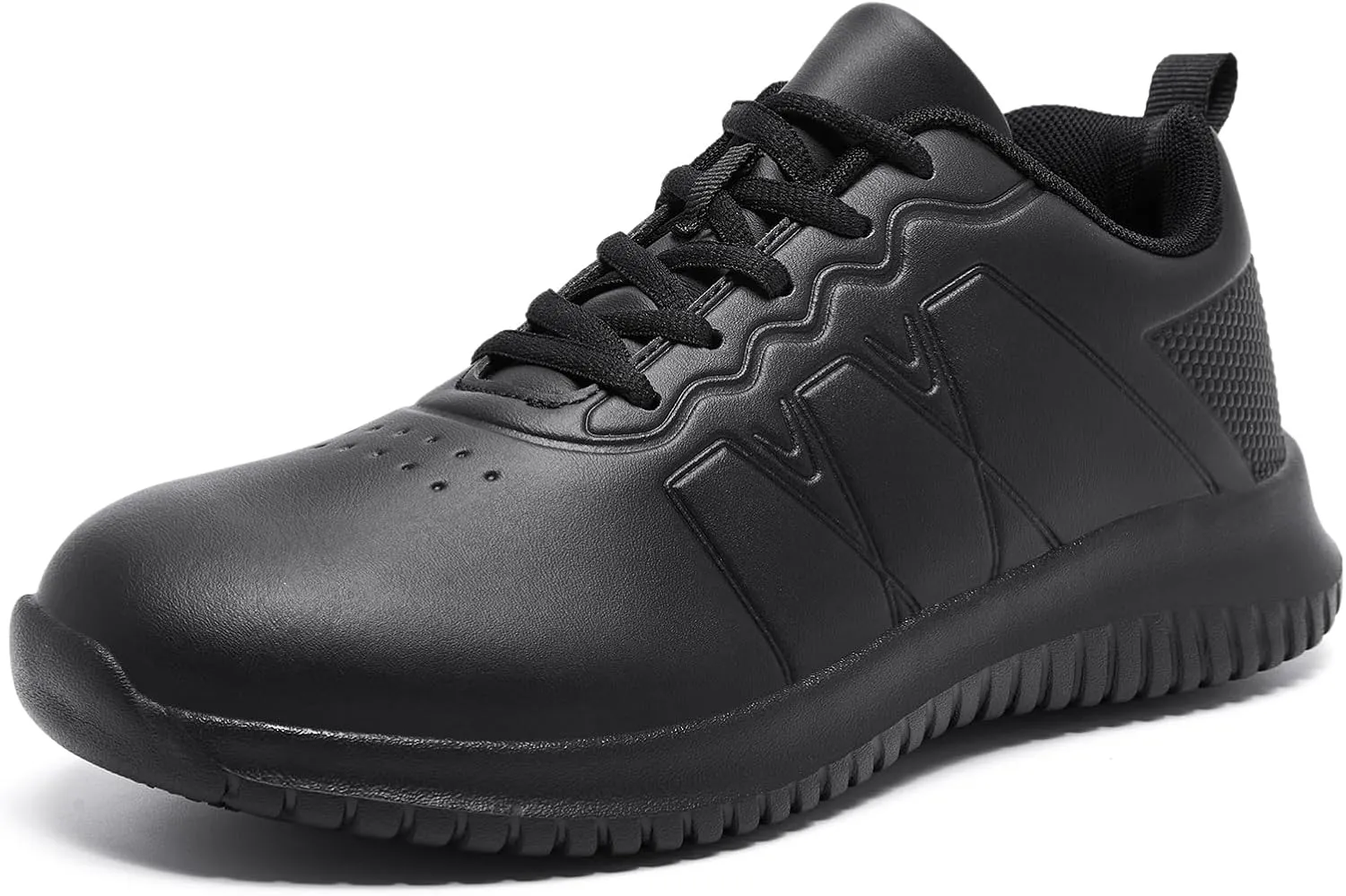 ENLEN&BENNA Non Slip Shoes for Women Food Service, Kitchen Chef Oil-Proof Slip Resistant Work Shoes Waterproof Comfort Lightweight Sneakers with Lace Up Black