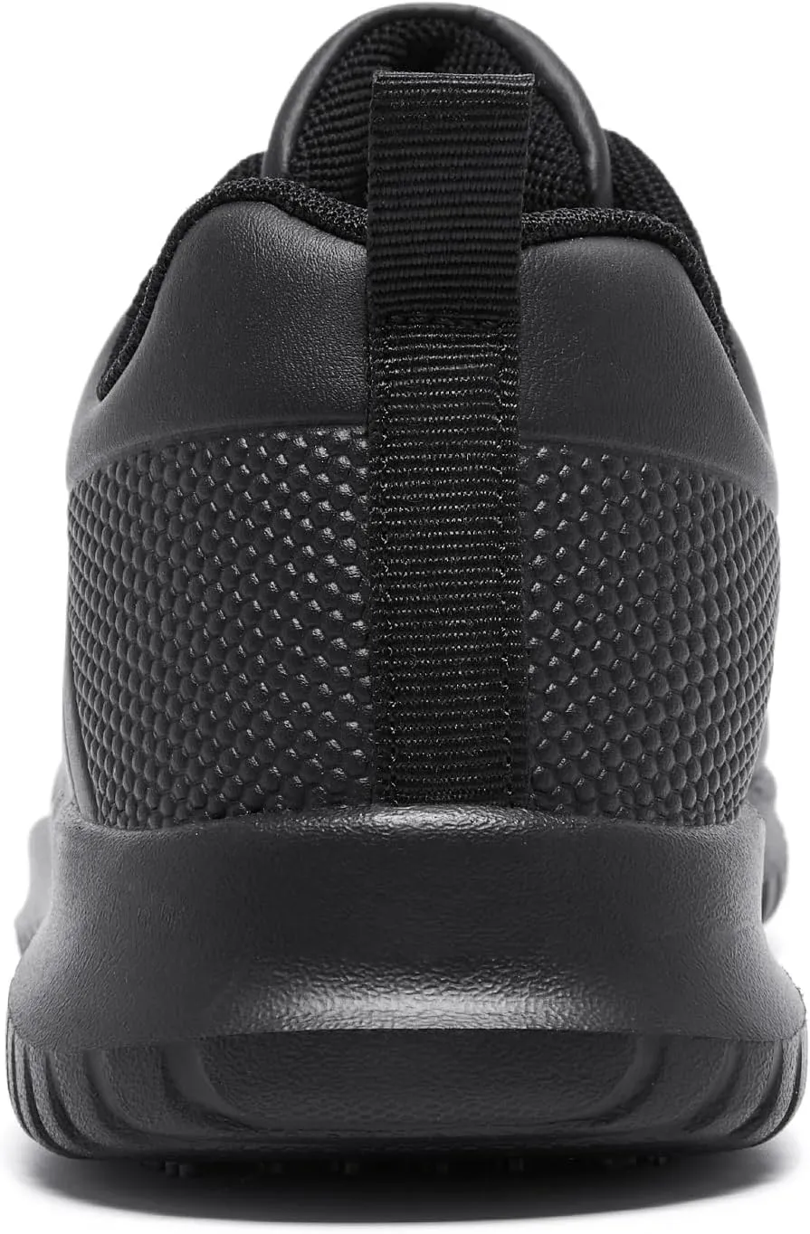 ENLEN&BENNA Non Slip Shoes for Women Food Service, Kitchen Chef Oil-Proof Slip Resistant Work Shoes Waterproof Comfort Lightweight Sneakers with Lace Up Black