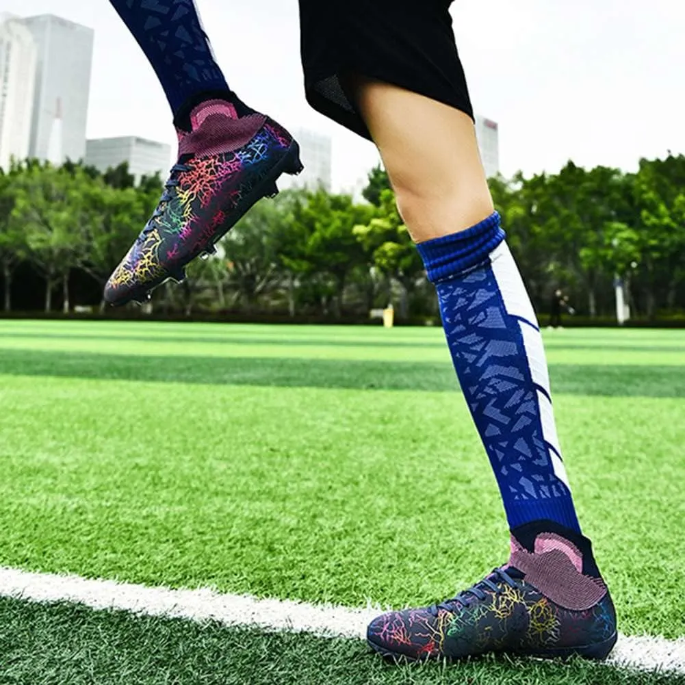 ESXGED Womens High Top Lightweight Soccer Cleats Mens Comfy Football Boots Spikes Shoes Training Sports Sneakers