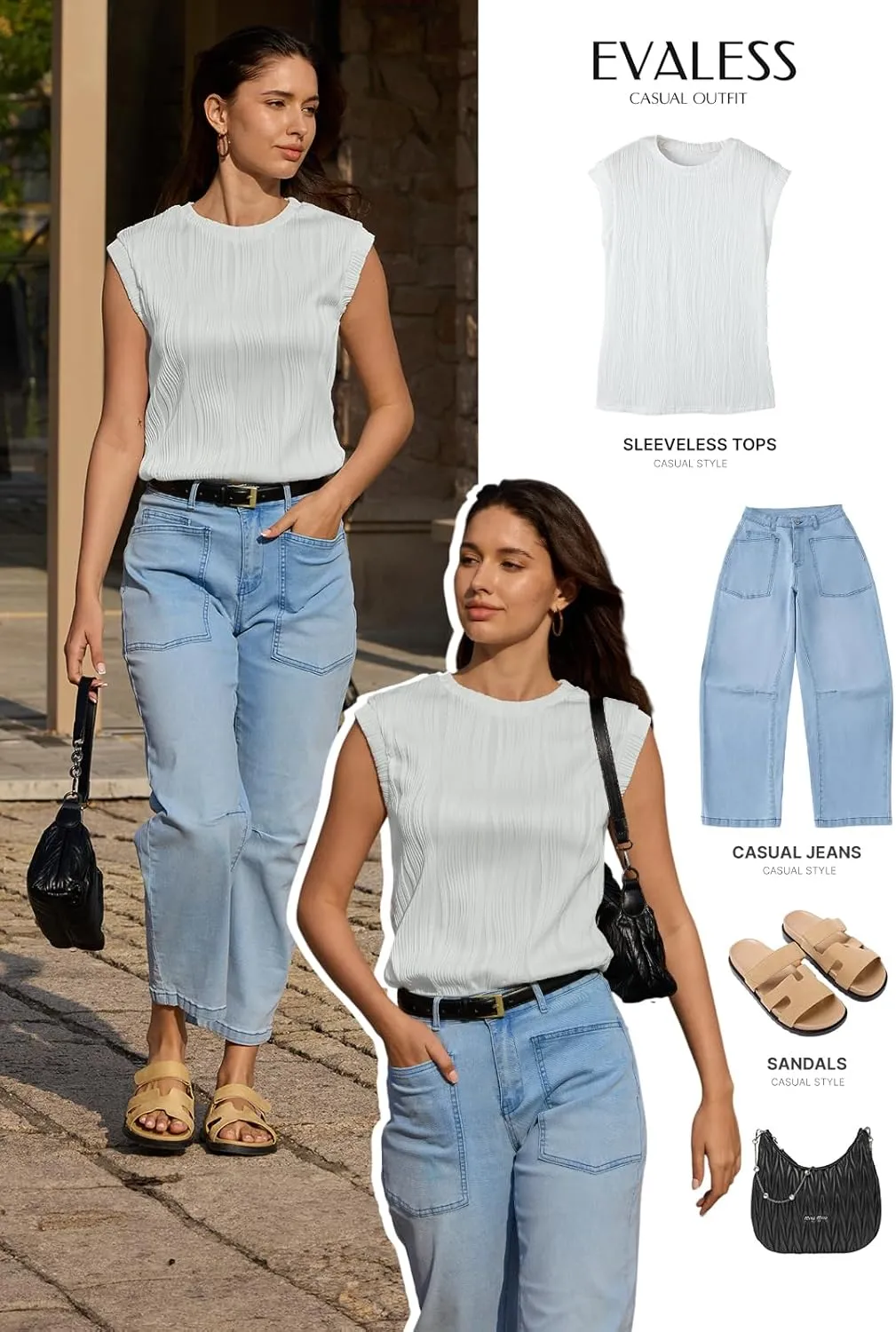 EVALESS Womens Short Sleeve Textured Tops Crewneck Knit Solid Loose Casual Basic T Shirts Tee Blouses
