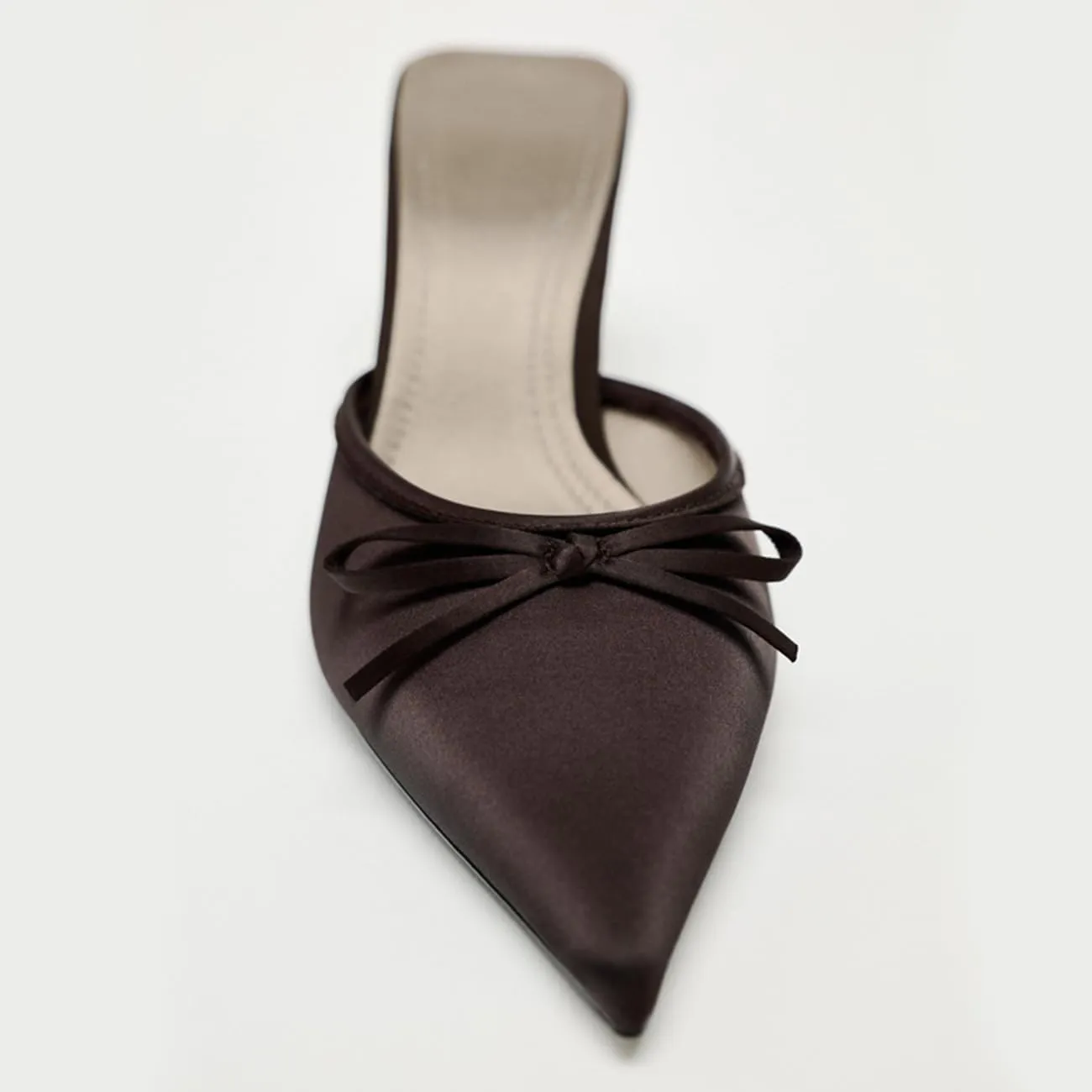 Fashion Kitten Heel Bow Mules for Women Slip On Mules Backless Low Heel Pumps