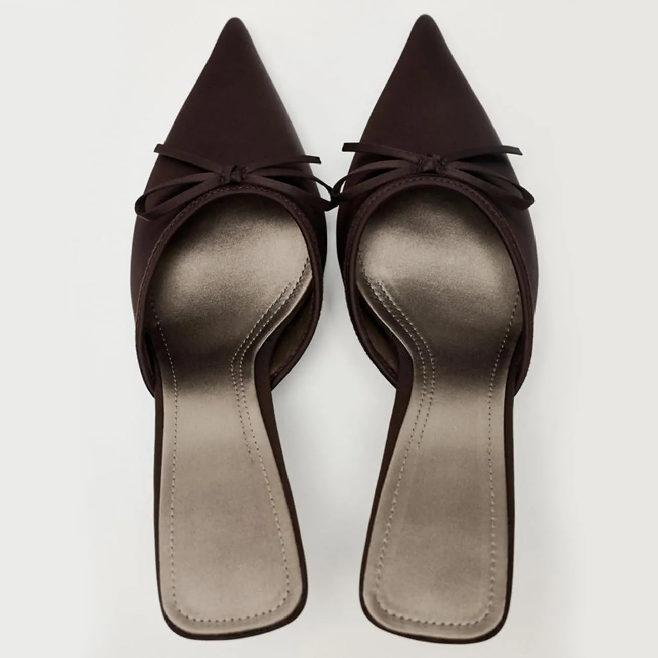 Fashion Kitten Heel Bow Mules for Women Slip On Mules Backless Low Heel Pumps