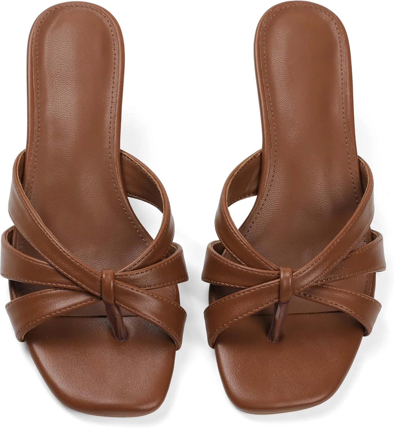 femflame Black Kitten Heels for Women Flip Flops Strappy Heels Summer Square Open Toe Slides Mules Low Heels Women's Heeled dressy Sandals