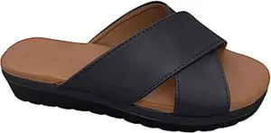 FFMA Summer Bunion Orthopedic Sandals for Womens Big Toe Correction Sandals Low Wedge Slides Backless Sandals Outdor Indoor Comfortable Shoes