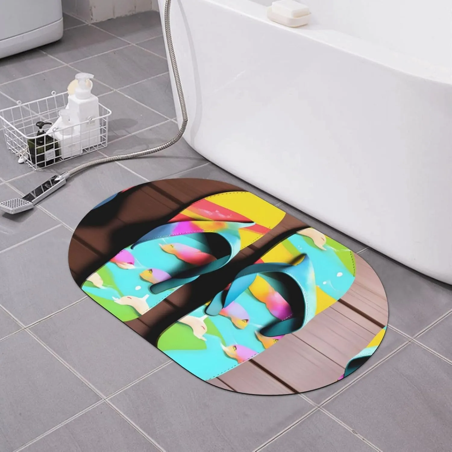 Flops Slippers Art Sandals Quick Drying Absorbent Bath-Matdiatomaceous Earth Bath mat- Elegant & Modern Design-Easy to Clean