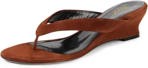 FOWT Women Fashion Open Toe Suede Flip Flops Slip on Wedge Low Heel Mules Comfy Summer Leisure Slide Sandals Size 4-16 US