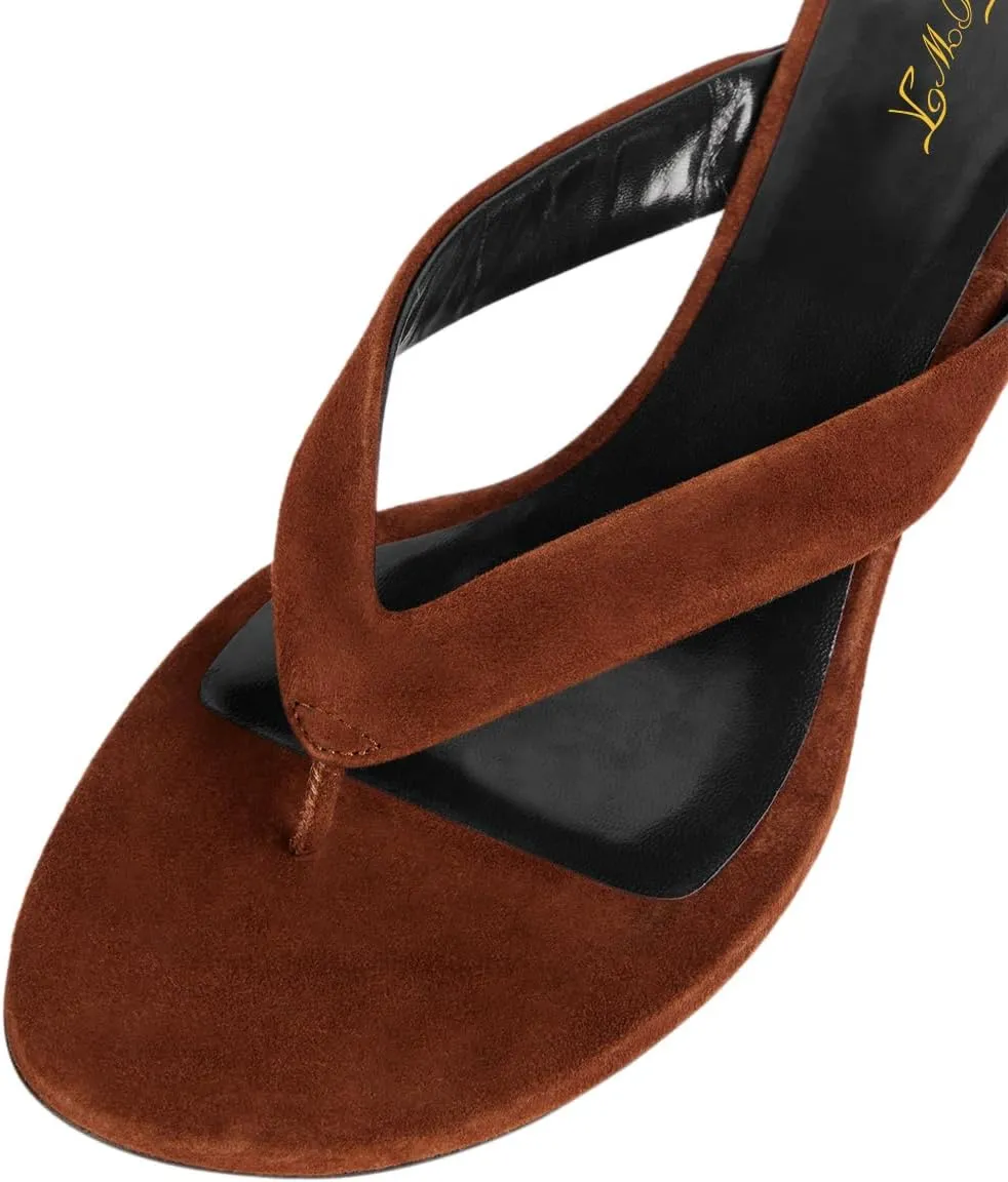 FOWT Women Fashion Open Toe Suede Flip Flops Slip on Wedge Low Heel Mules Comfy Summer Leisure Slide Sandals Size 4-16 US