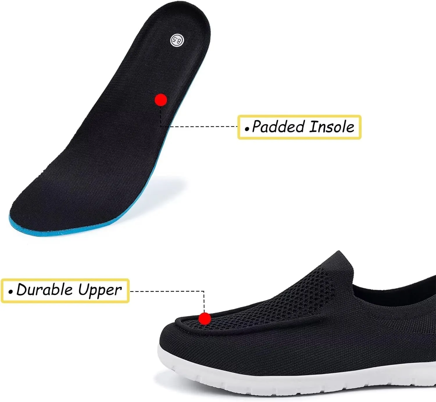 Frank Mully Men's Slip On Walking Shoes Lightweight Casual Knit Loafer Sneakers Comfortable Mesh Work Shoes Athletic Walking Shoes for Men Breathable