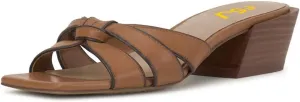 FSJ Women Open Toe Chunky Block Low Heel Mules Sandals Slip On Knot Dress Slipper Slides Comfortable Backless Dress Shoes Size 4-15 US