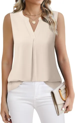 Gaharu Women's Summer Tank Blouse Casual V Neck Sleeveless Tunic Top Shirt