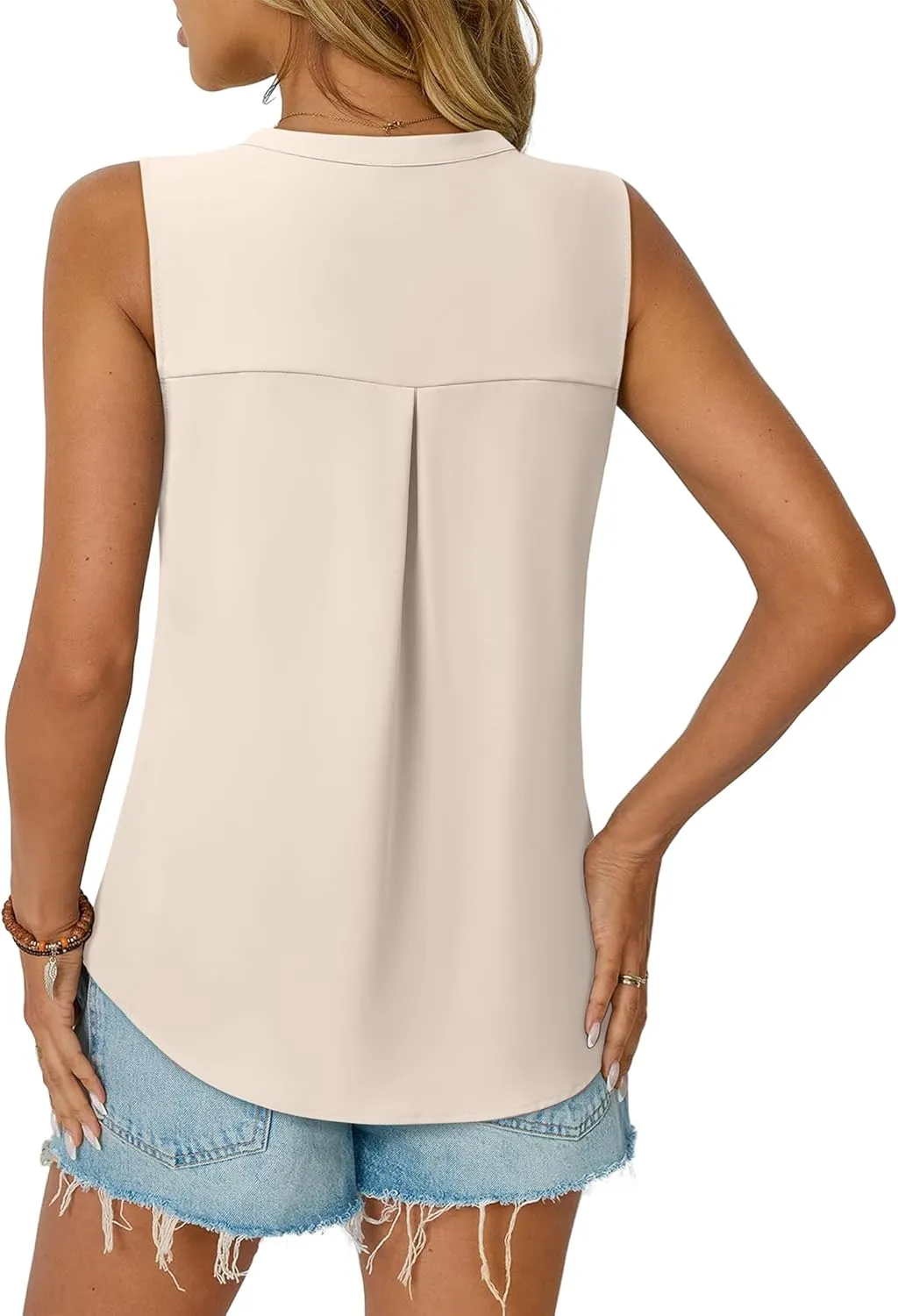 Gaharu Women's Summer Tank Blouse Casual V Neck Sleeveless Tunic Top Shirt