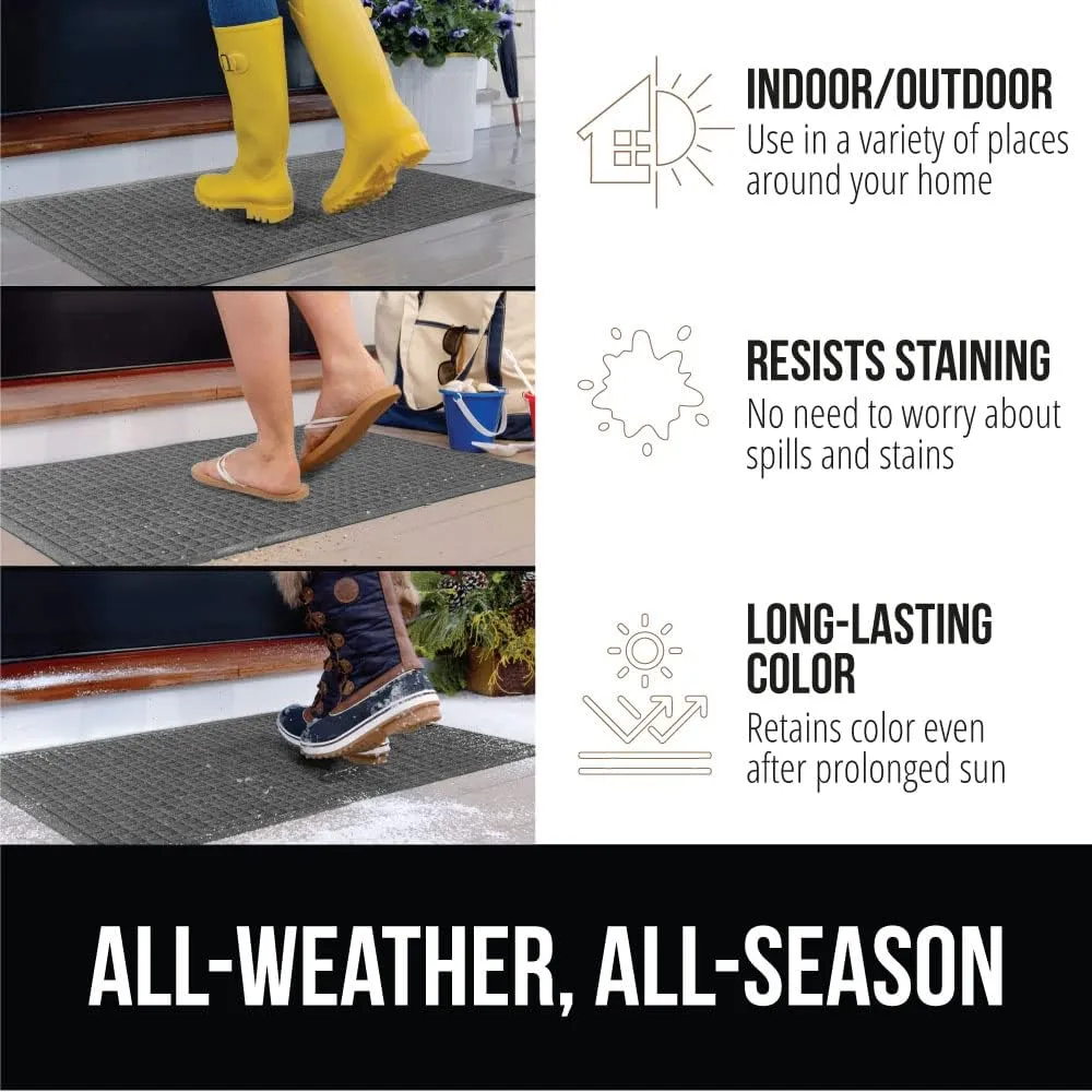GORILLA GRIP Front Door Mat, Indoor Outdoor Ultra Absorbent Moisture Guard Doormat, Absorbs Up to 1.7 Cups of Water, Stain and Fade Resistant, Rubber Backing Doormats, Captures Dirt, 29x17 Gray