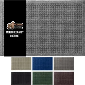 GORILLA GRIP Front Door Mat, Indoor Outdoor Ultra Absorbent Moisture Guard Doormat, Absorbs Up to 1.7 Cups of Water, Stain and Fade Resistant, Rubber Backing Doormats, Captures Dirt, 29x17 Gray