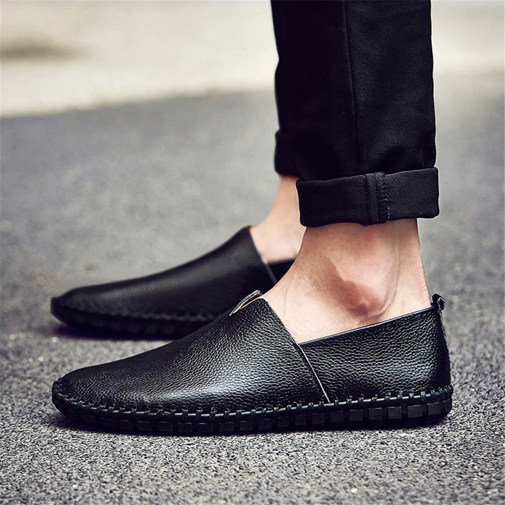 GOSPT Men's Handmade Leather Loafers Flats Driving Moccasins Slip on Shoes