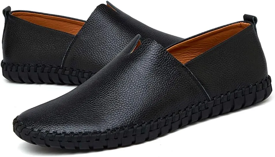 GOSPT Men's Handmade Leather Loafers Flats Driving Moccasins Slip on Shoes