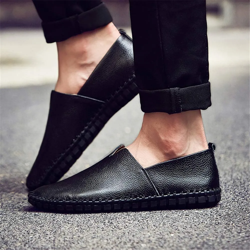 GOSPT Men's Handmade Leather Loafers Flats Driving Moccasins Slip on Shoes