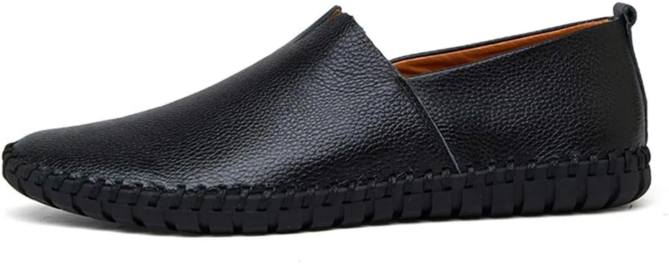 GOSPT Men's Handmade Leather Loafers Flats Driving Moccasins Slip on Shoes