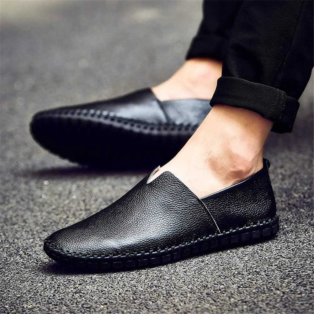 GOSPT Men's Handmade Leather Loafers Flats Driving Moccasins Slip on Shoes