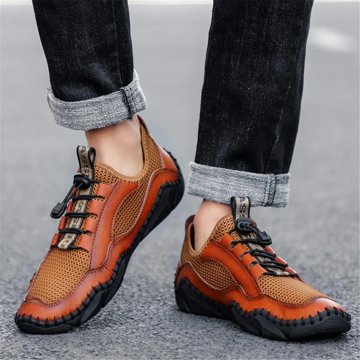 Gospt Mens Mesh Breathable Walking Shoes Slip-on Loafers Summer Beach Sandals
