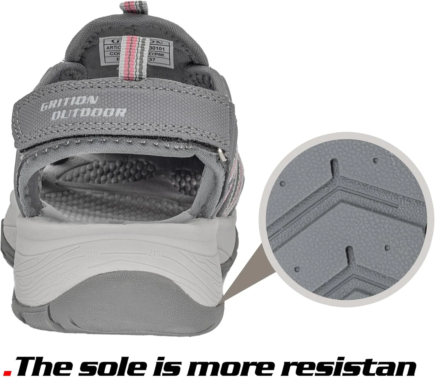 GRITION Hiking Sandals Women Closed Toe, Waterproof Lightweight Adjustable Hiking Athletic Sandals, Breathable For Beach Summer Adventure Comfortable Outdoor Sport