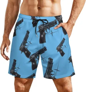 Gun Heartbeat Men's Swim Trunks Quick Dry Board Shorts Swimwear Beach Shorts with Compression Liner