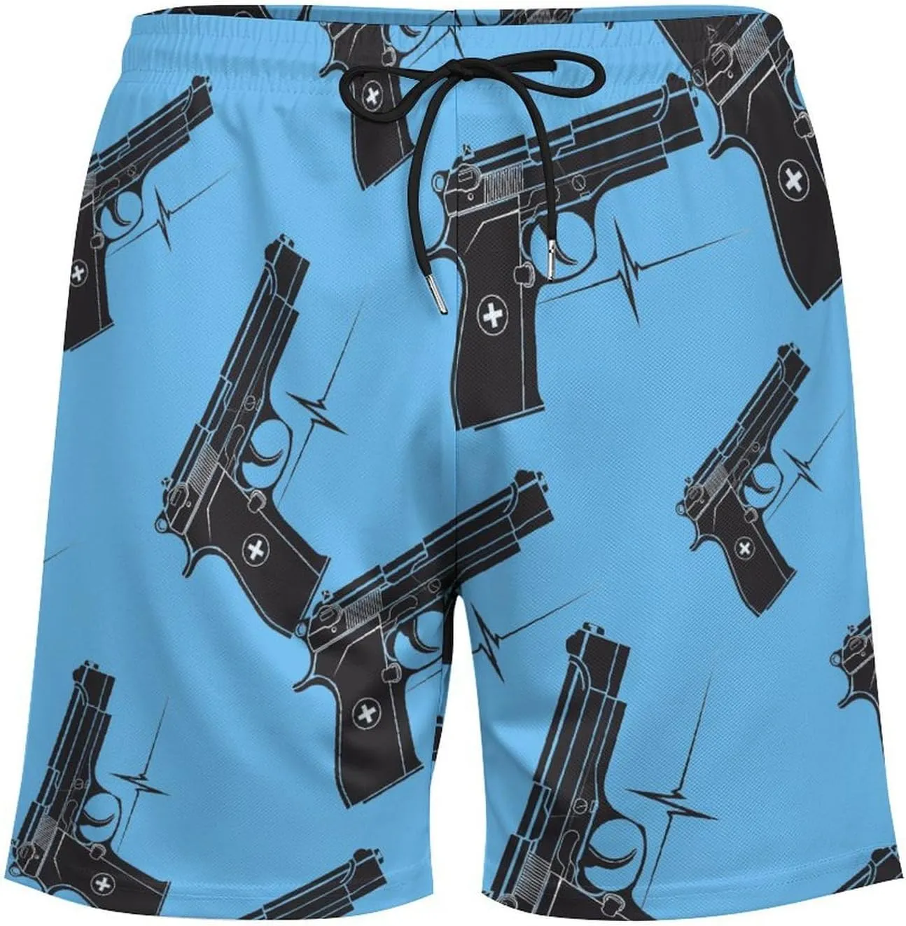 Gun Heartbeat Men's Swim Trunks Quick Dry Board Shorts Swimwear Beach Shorts with Compression Liner