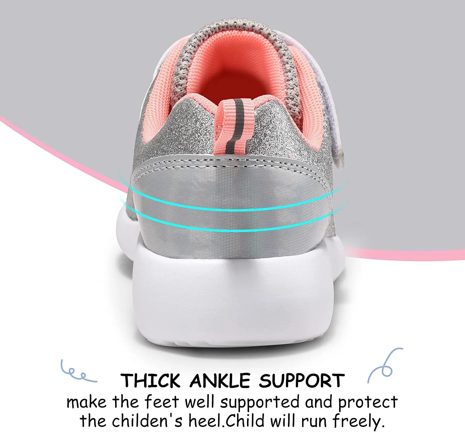 Harvest Land Toddler Glitter Tennis Shoes Slip On Boys Girls Sneakers Casual Running Shoes Woven Breathable with Soft Soled Sports Hook-Loop Outdoor Shoes